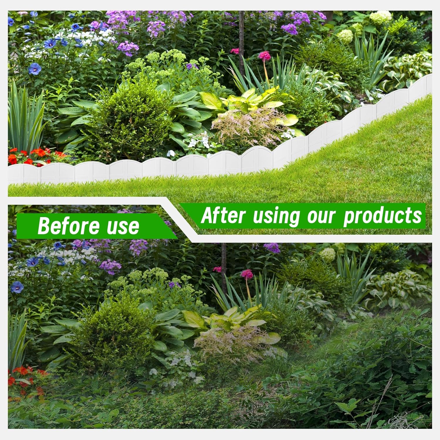 30Ft Landscape Edging Garden Edging Border Lawn Edging 30Pcs Landscape Edging Border with 30Pcs Stakes Kits White Edging for Landscaping Decorative Garden, Flower Bed, Yard and Lawn