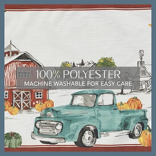 Miniatura 4 de Elrene Home Fashions - Mantel de otoño con diseño de camión de calabaza fresca, 70 x 70 pulgadas, redondo