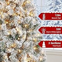 Vista 24 de Yaheetech Árbol de Navidad artificial preiluminado de 4.5 pies con luces blancas cálidas incandescentes, árbol de Navidad preiluminado completo