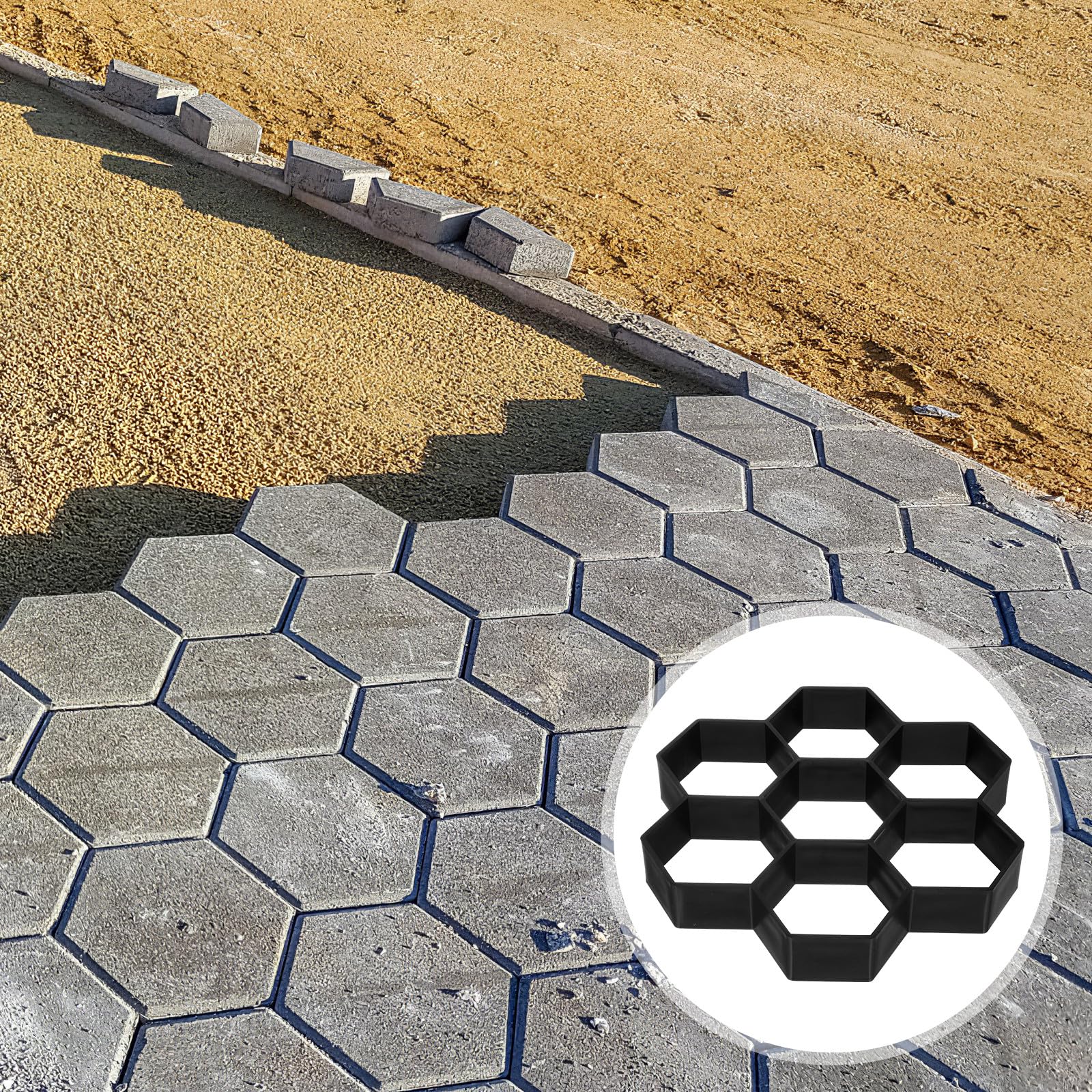 Alipis Molde de Baldosa Hexagonal de Plástico Pp para Pavimento de Jardín y Patios, Molde Reutilizable para Crear Senderos Artísticos y Fácil de Limpiar
