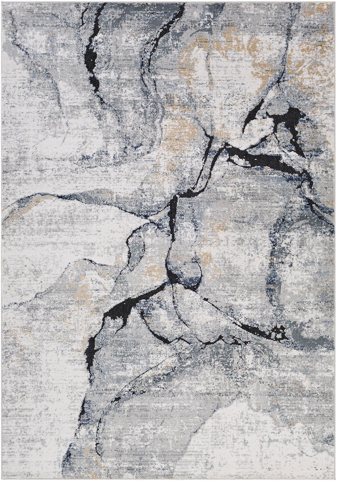 Livabliss Berlin Tapis Moderne Abstrait - Tapis Salon, Salle à Manger, Chambre Adulte et Ado, Cuisine - Design Marbre Moucheté Multicolore, Poil Ras Doux 160x220 cm - Gris, Bleu, Ivoire