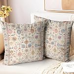 Boho Throw Pillow Covers 20x20 inch Set of 2,Soft Pillowcases Bohemia Carpet Pattern Decorative Sofa Living Room Bed Square Pillow Case Cushion Cover-Cream Color