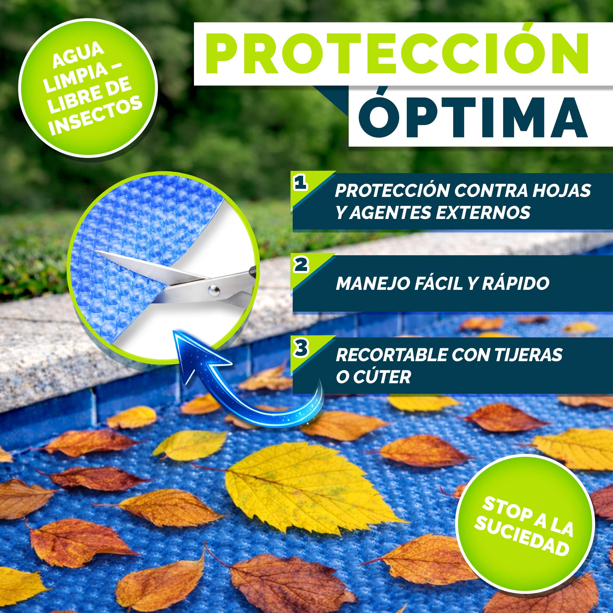 tillvex Cobertor Solar para Piscinas Redonda & Rectangular | Espesor de la lámina Solar 120 µm | La Cubierta Solar se Puede Cortar a Medida (Ø 600 cm, Azul)