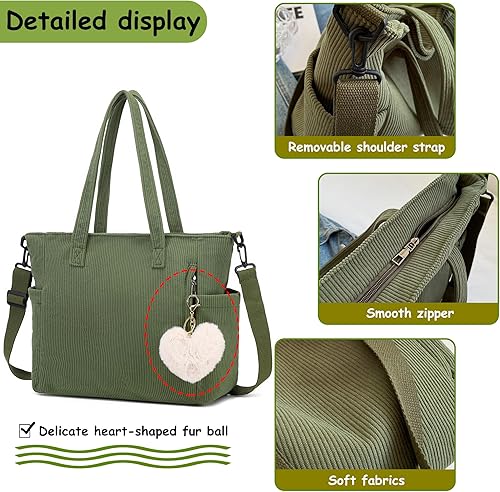 Miniatura 4 de Makukke Bolso de pana para mujer, bolso hobo de hombro, bolso cruzado, bolso de compras