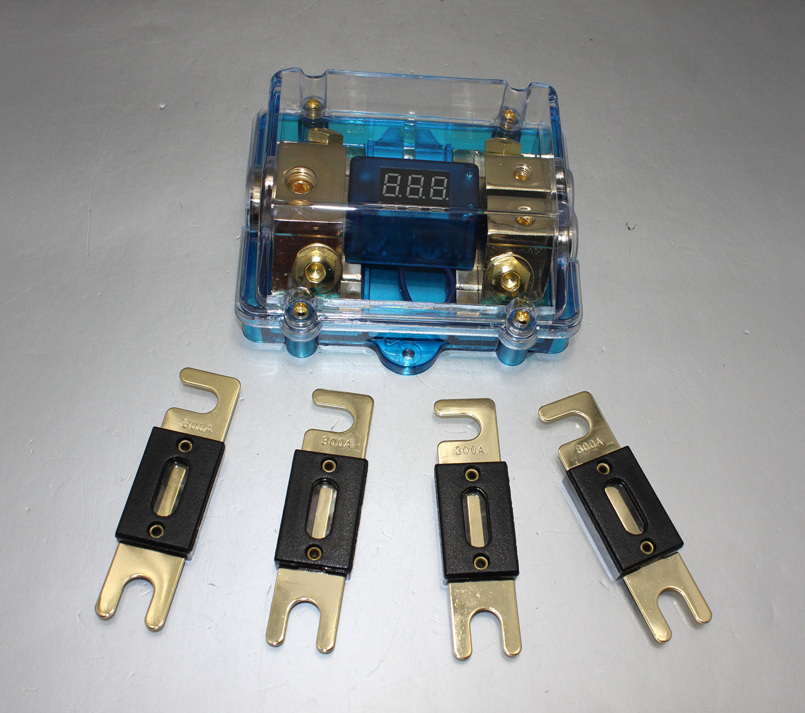 250A ANL Dual Digital Gold Plated ANL Distribution Block 0-4 Ga Fuse Holder 12-24V Input Voltage Display