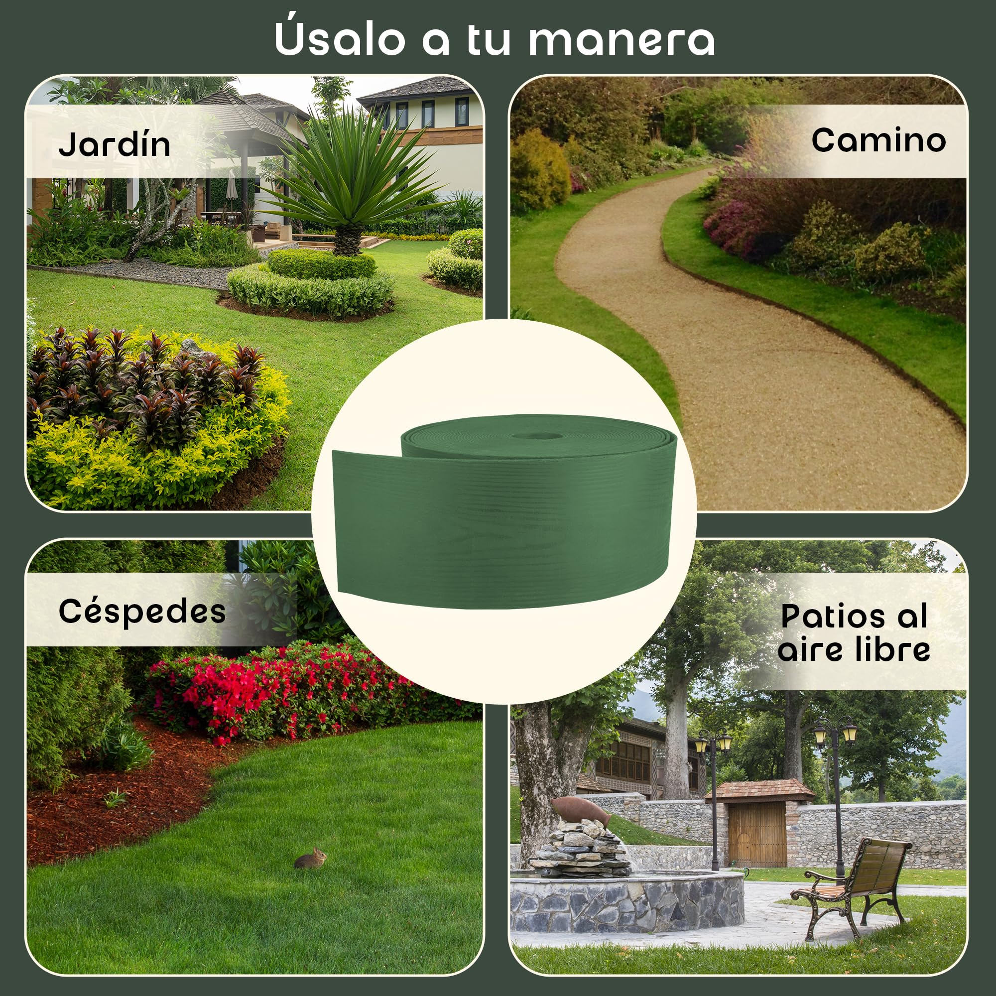 GARDENIX WoodBorder - Borde Flexible con Aspecto de Madera (plástico, Longitud 10 m, Altura 13 cm), Color marrón