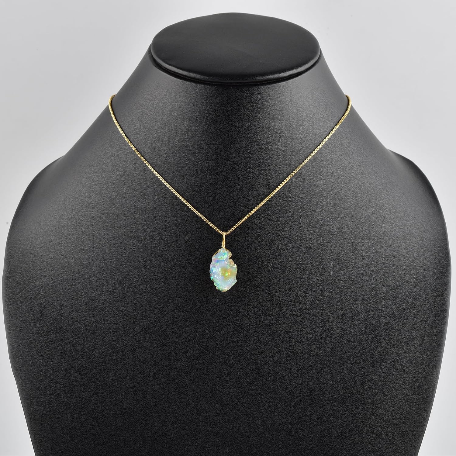 InfinityGemArt Raw Ethiopian Fire Opal Pendant Necklace, October Birthstone, 14K Gold Plated Chain 18 inch Valentines Day Gifts For Men - Women, Real Opal Gemstone Jewelry - Image 3