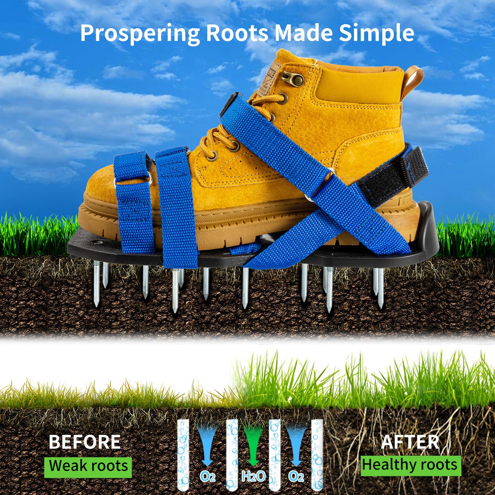 Bakulala Lawn Aerator Shoes for Grass Aerator Spiked Shoes Free-Installation Aeration Shoes with Stainless Steel Shovel - Image 2