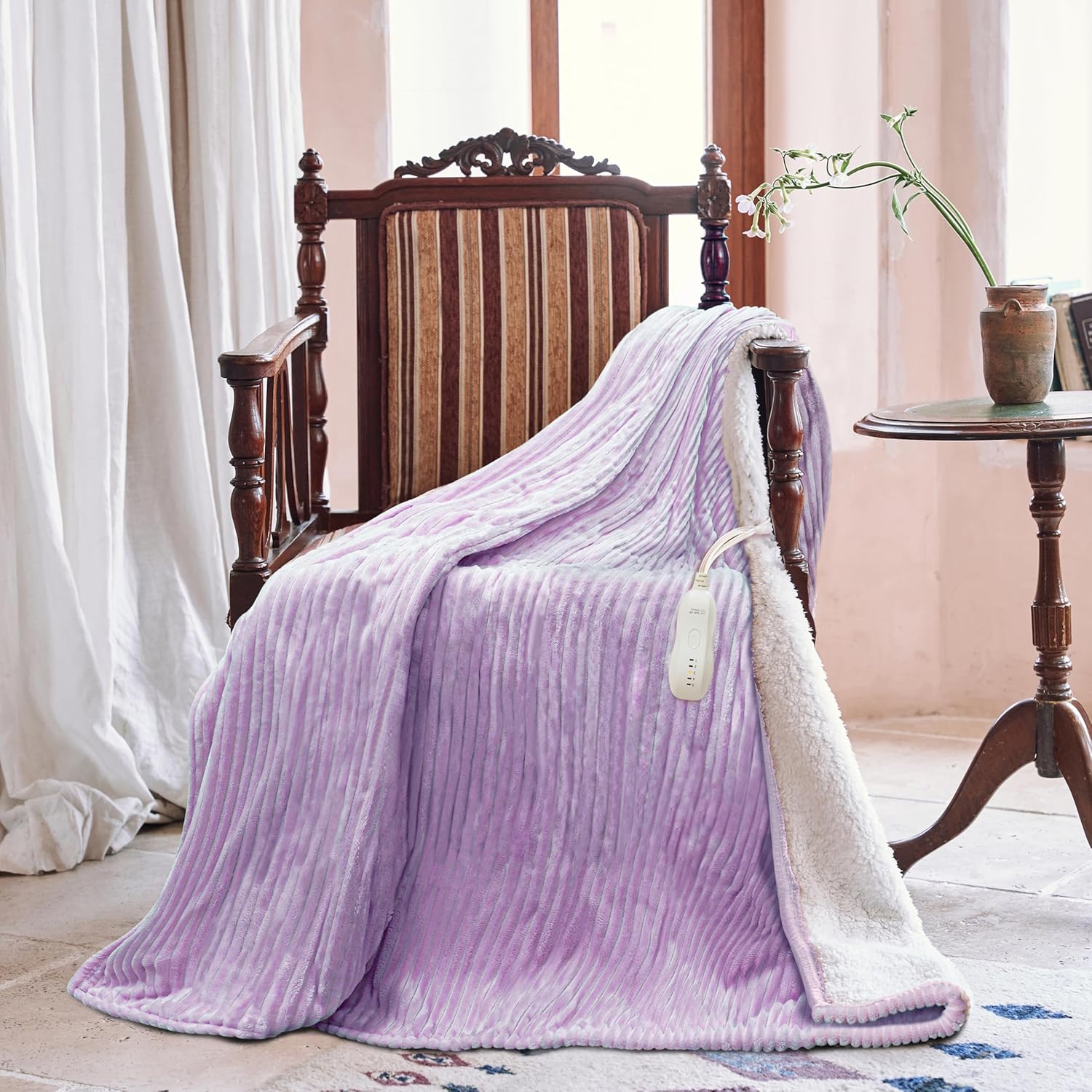 Heated Blanket Electric Blanket Throw 50”X60”-Heating Throw with 5 Heat Settings-3 Hours Auto Off,ETL Certified,Machine Washable (Purple) - Image 2