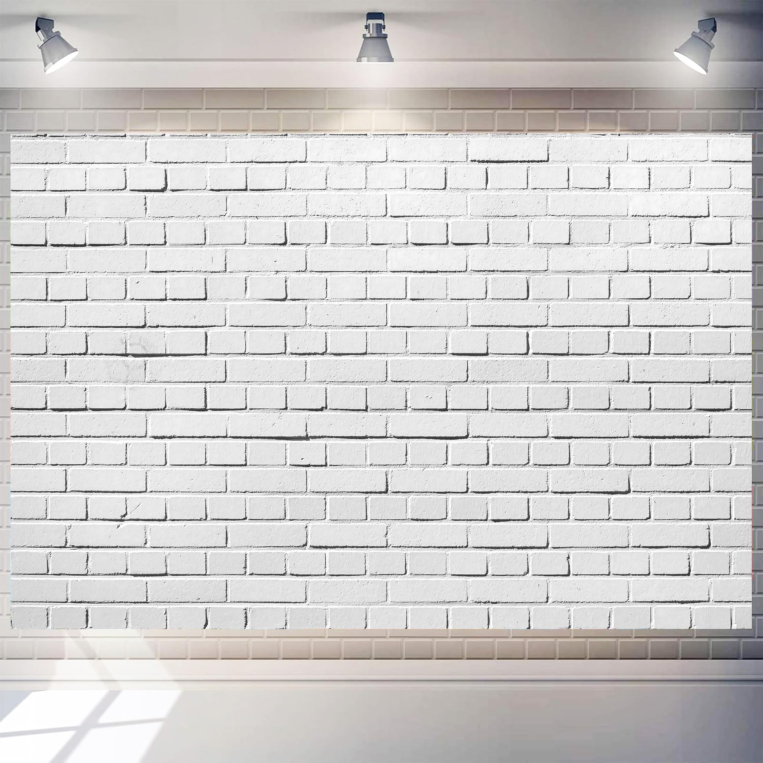 Art_Angels White Brick Wall Photo Backdrop 10 x 8 ft Polyester Fabric Vintage White Grey Stone Wall Background Kids Adults Portrait Photo Booth for Birthday Graduation Party Home Decoration Banner