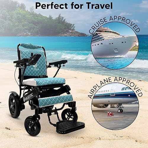 Vista 18 de Silla de ruedas eléctrica plegable de largo alcance 2021, silla de ruedas eléctrica, aprobada por aerolínea, resistente, motorizada por movilidad