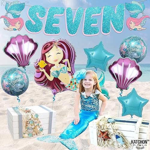 Miniatura 2 de KatchOn, Decoraciones de sirena grande para cumpleaños número 7 para niñas, paquete de 8, globos de sirena para decoraciones de cumpleaños de sirena