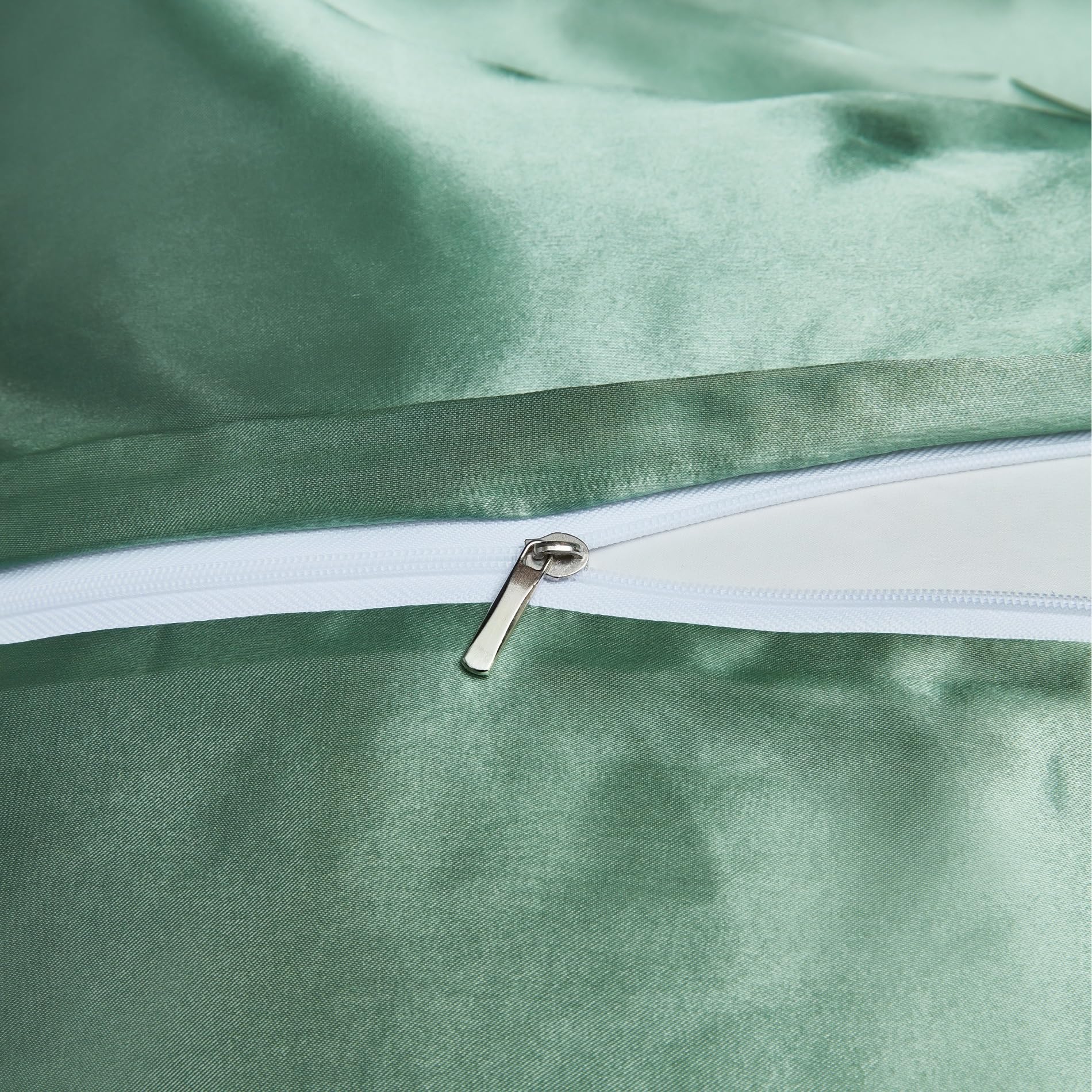 Biancheria da letto in raso 200x220 Verde erba brillante tinta unita satinata biancheria da letto lucida e liscia set di copripiumino deluxe morbido e setoso 3 pezzi con cerniera e 2 federe