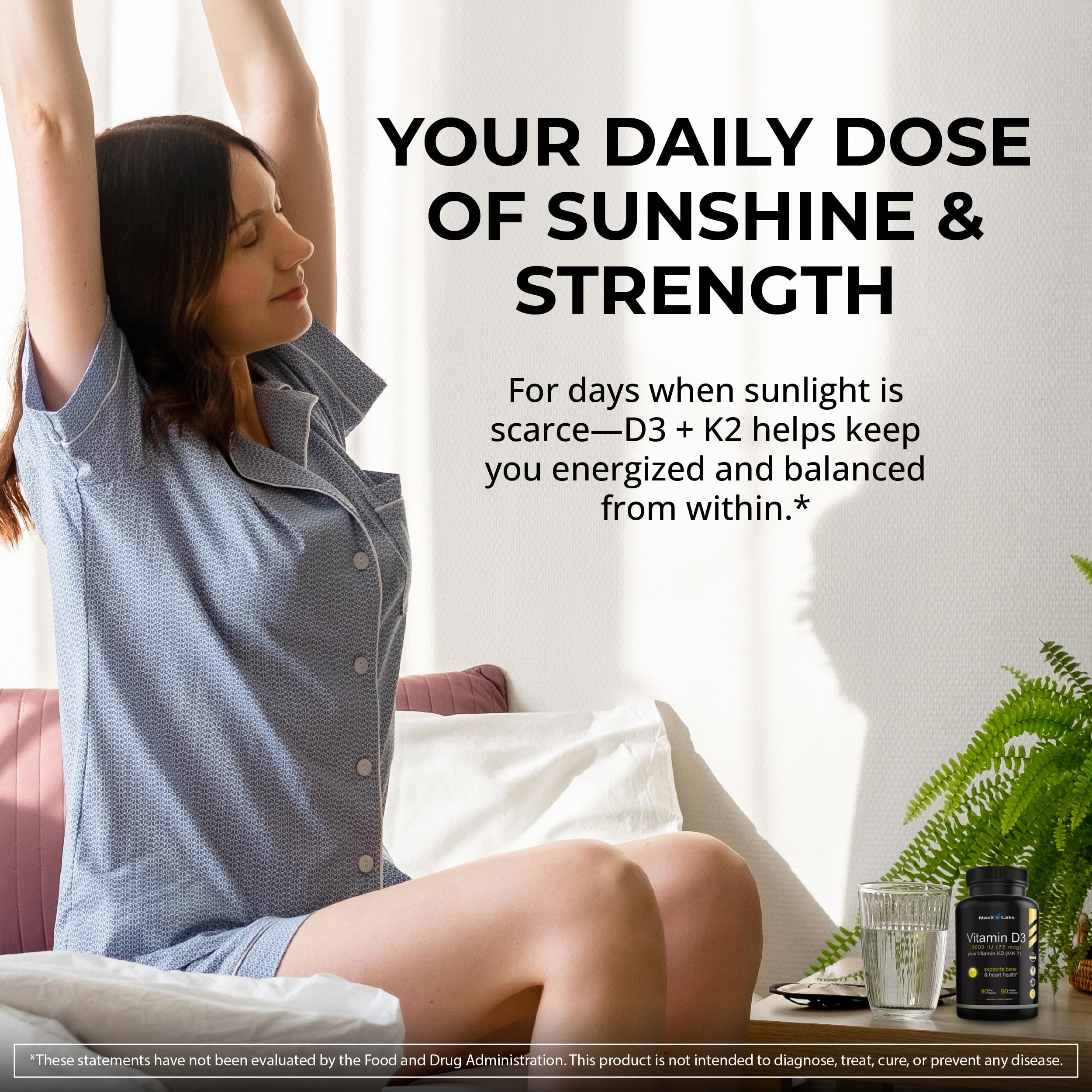 Vitamin D3 K2 3000 IU with Vitamin K as MK-7 from Natto, Non-GMO, 90 Ct — Amazon image 5