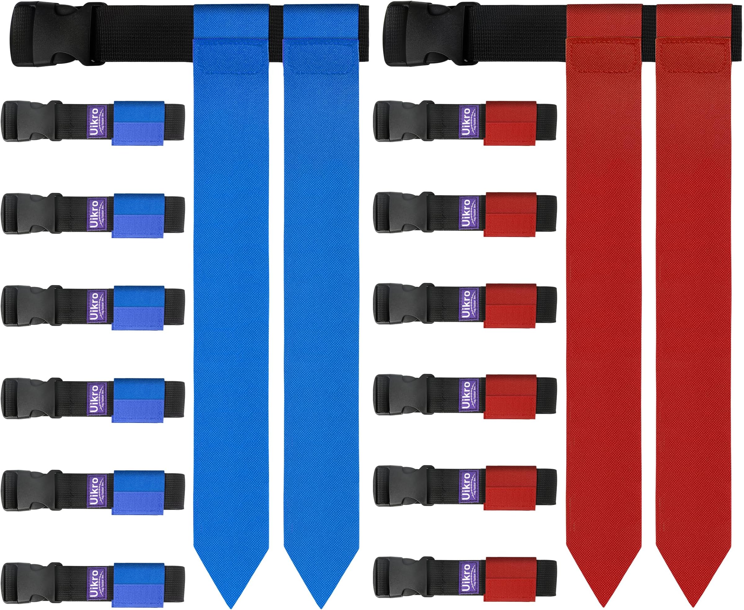 UikroFlag Football Belts, 14 Player Adjustable Flag Football Set for Sports Training Competition