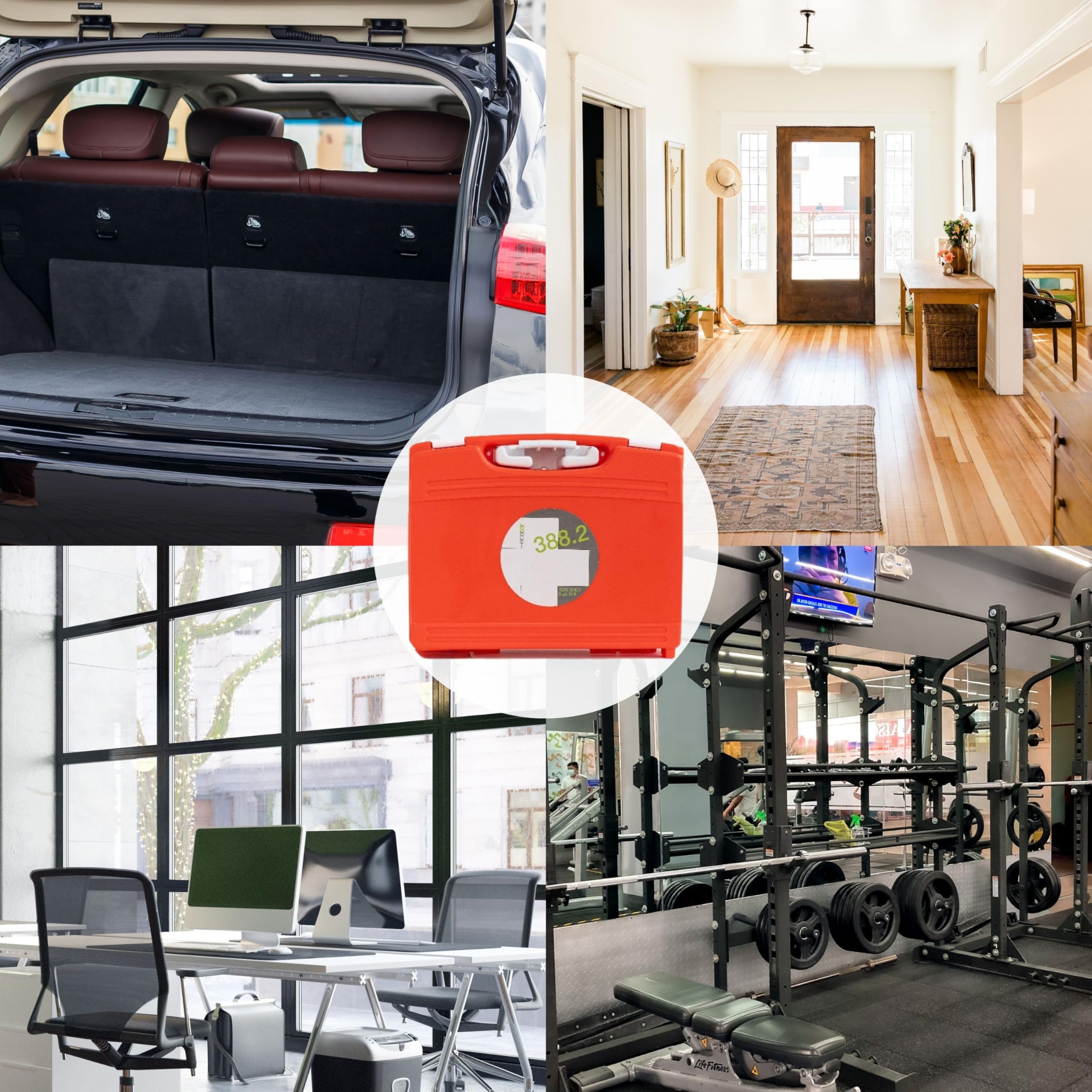 ecocar - Valigetta Pronto Soccorso – FIRST AID KIT 18 pezzi (Allegato 2) - per B&B, Veicoli, Commerciali e Industriali, Azienda - a Norma DM388 15 luglio 2003 - con Supporto Incluso - Made in Italy