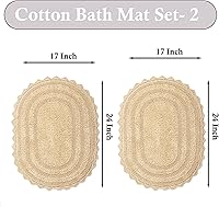 Vista 2 de TreeWool - Alfombras de baño con borde de ganchillo reversible en algodón de felpa (paquete de 2)