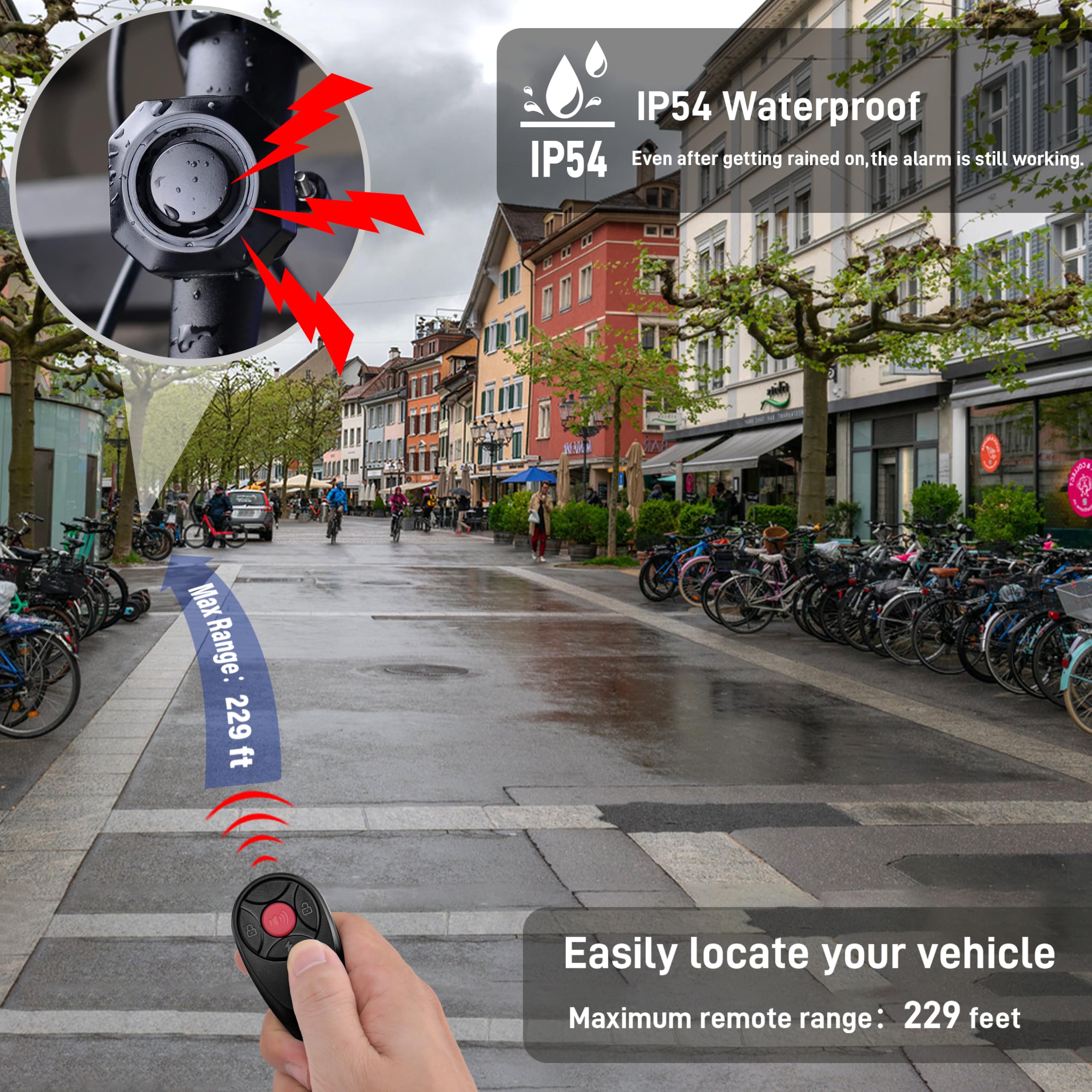 Cruxer 2-Pack Fahrradalarm mit 2 Fernbedienung, USB wiederaufladbar, kabellos, Anti-Diebstahl-Vibrationsalarm, 110 dB Lautstärke und Empfindlichkeit, Einstellbarer Sensor, Einbruchsystem für Motorrad