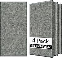 Olanglab 4-Pack Fiberglass Acoustic Wall Panels 11.8x23.6 Inch Soundproof Panels Dark Grey NRC 0.9 Studio Absorption