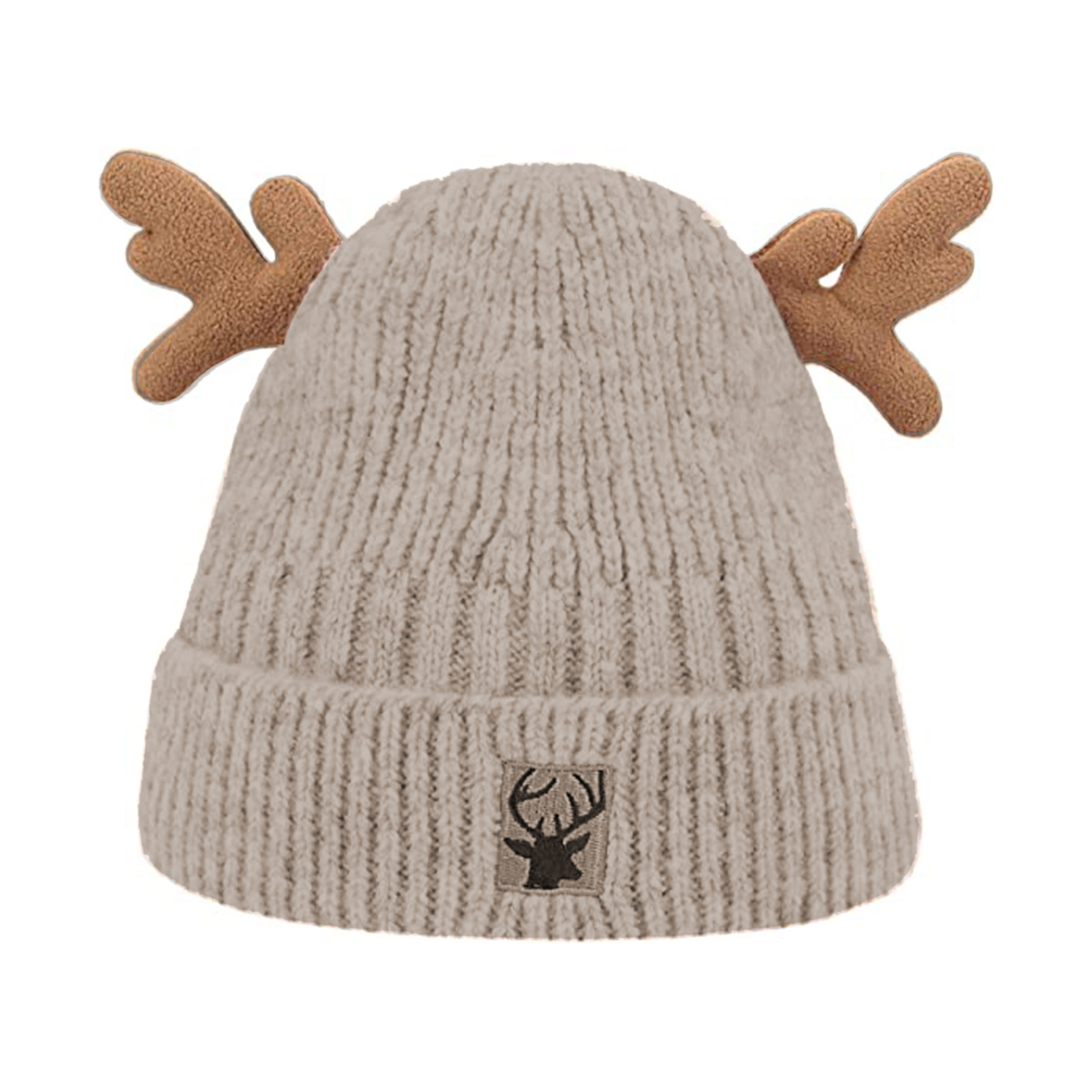 Gorro de Invierno para Mujer Beige con Cornamenta de Reno miniatura 7