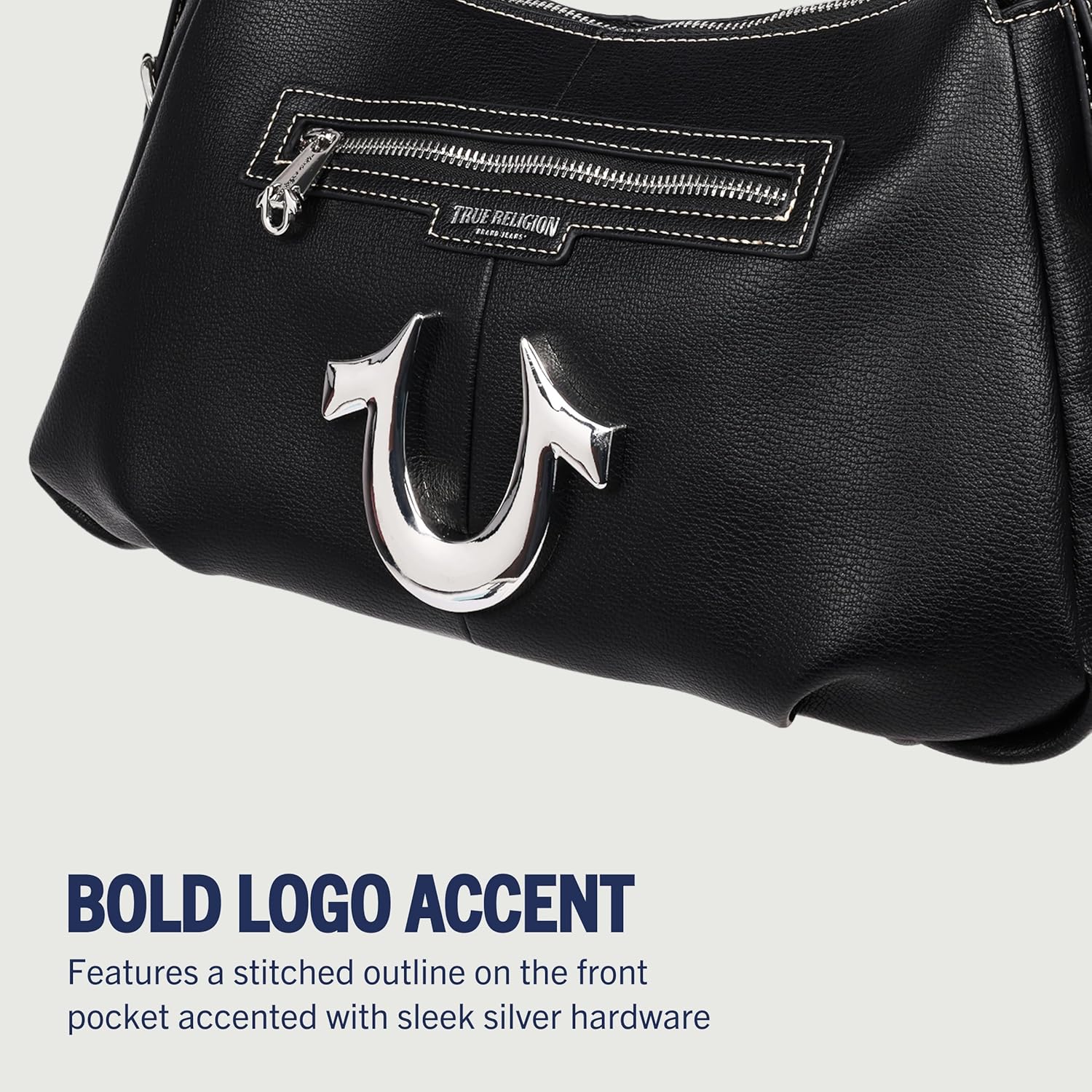 True Religion womens True Religion Satchel Bag, Women’s Crossbody Purse With Adjustable Strap, Everyday Structured Handbag - Image 3