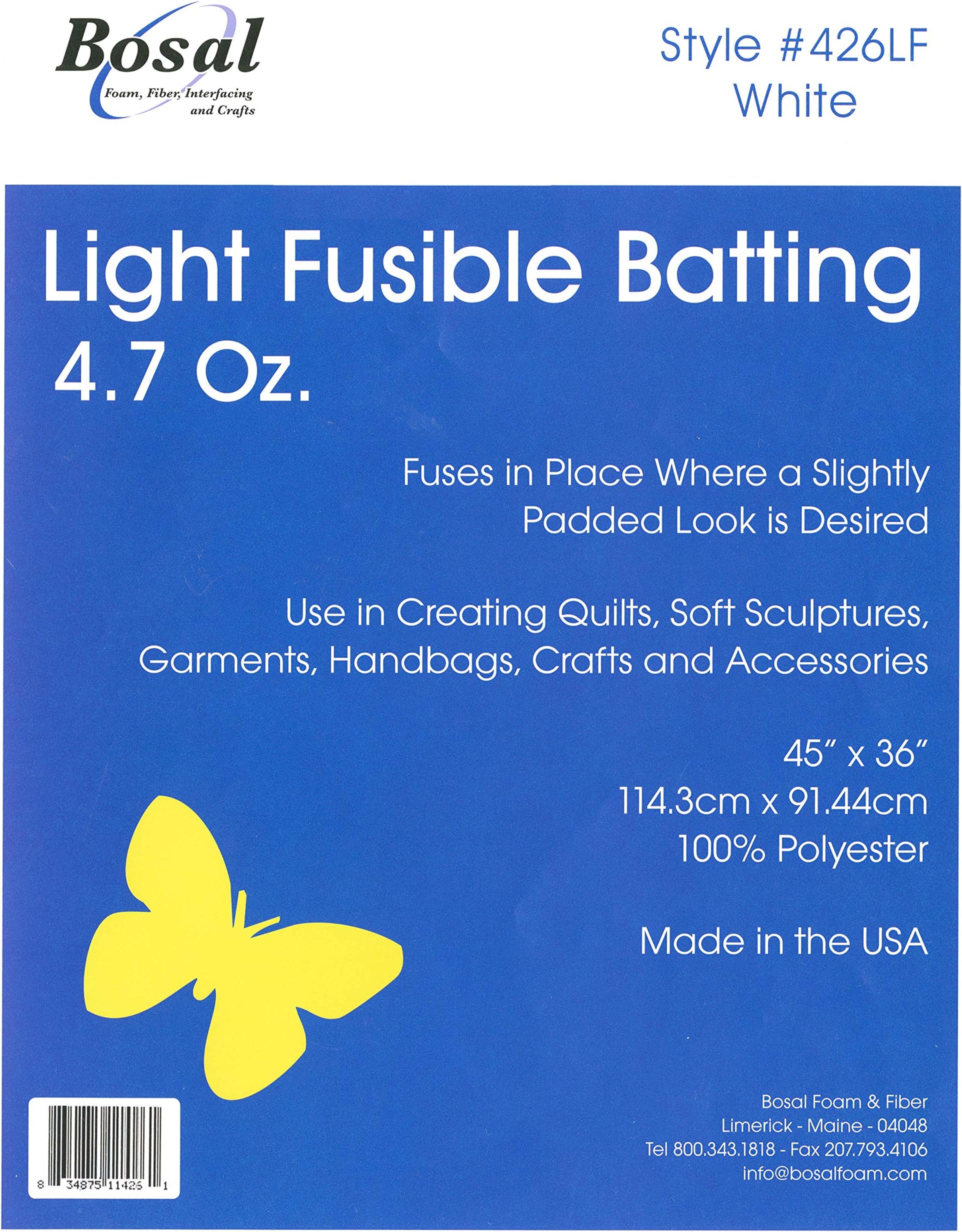 Bosal Foam & FiberSingle Sided Light Fusible Batting 4.7oz 45in x 36in