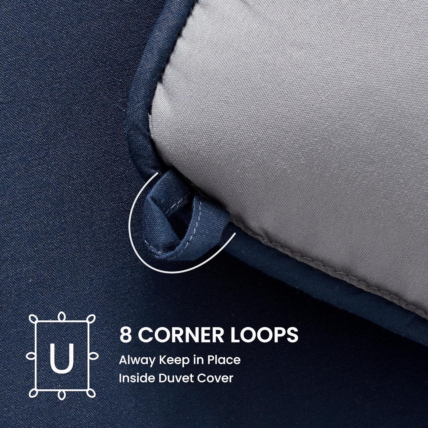 SLEEP ZONE Comforter Duvet Insert, Twin/Twin XL Size Quilted Reversible Comforters, Soft All Season Duvet, Down Alternative Breathable Bedding with 8 tabs, 2 Sides Navy Gray 88 x 68 Inches - Image 6