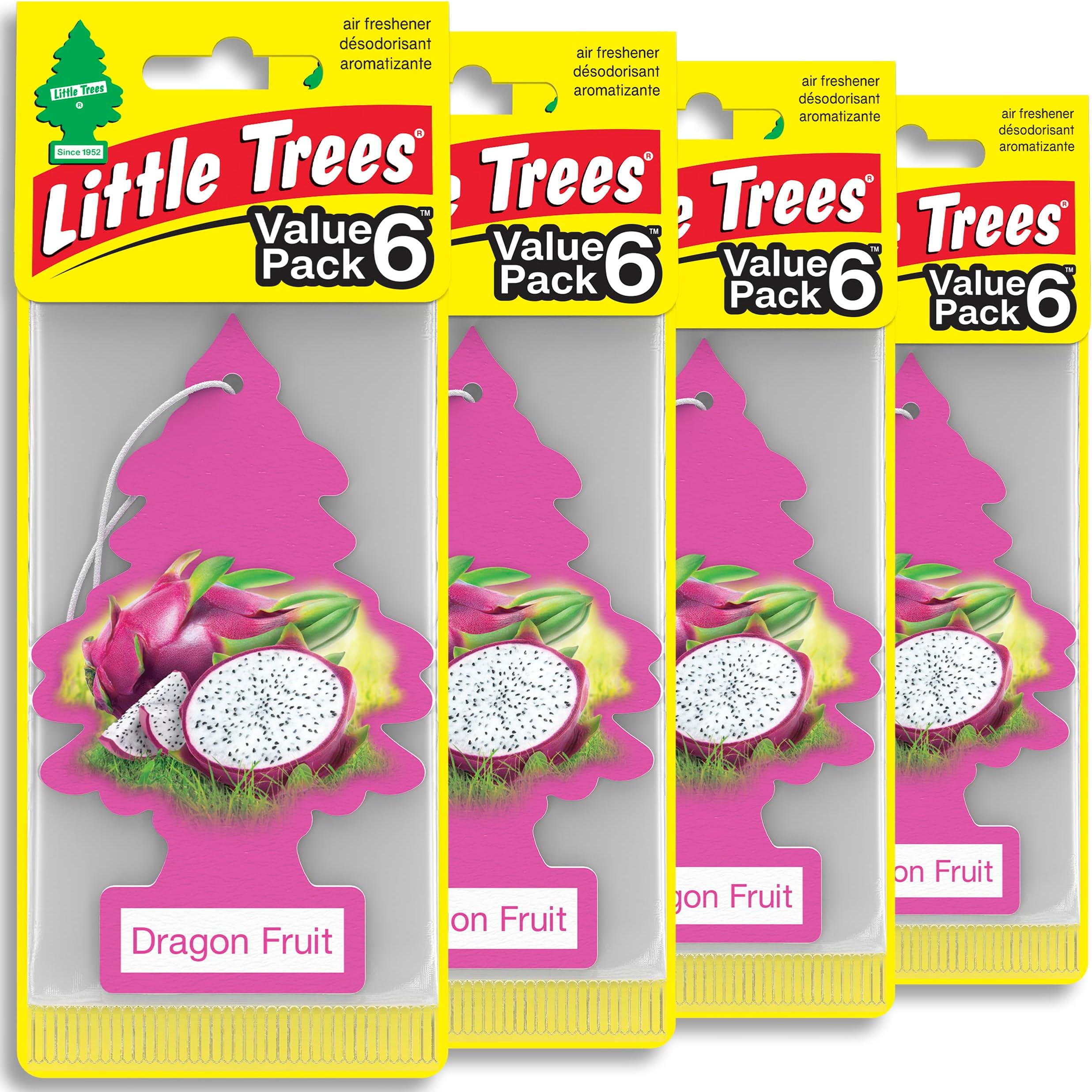 LITTLE TREES Car Air Freshener | Hanging Tree Provides Long Lasting Scent for Auto and Home | 24 Air Fresheners |Dragon Fruit