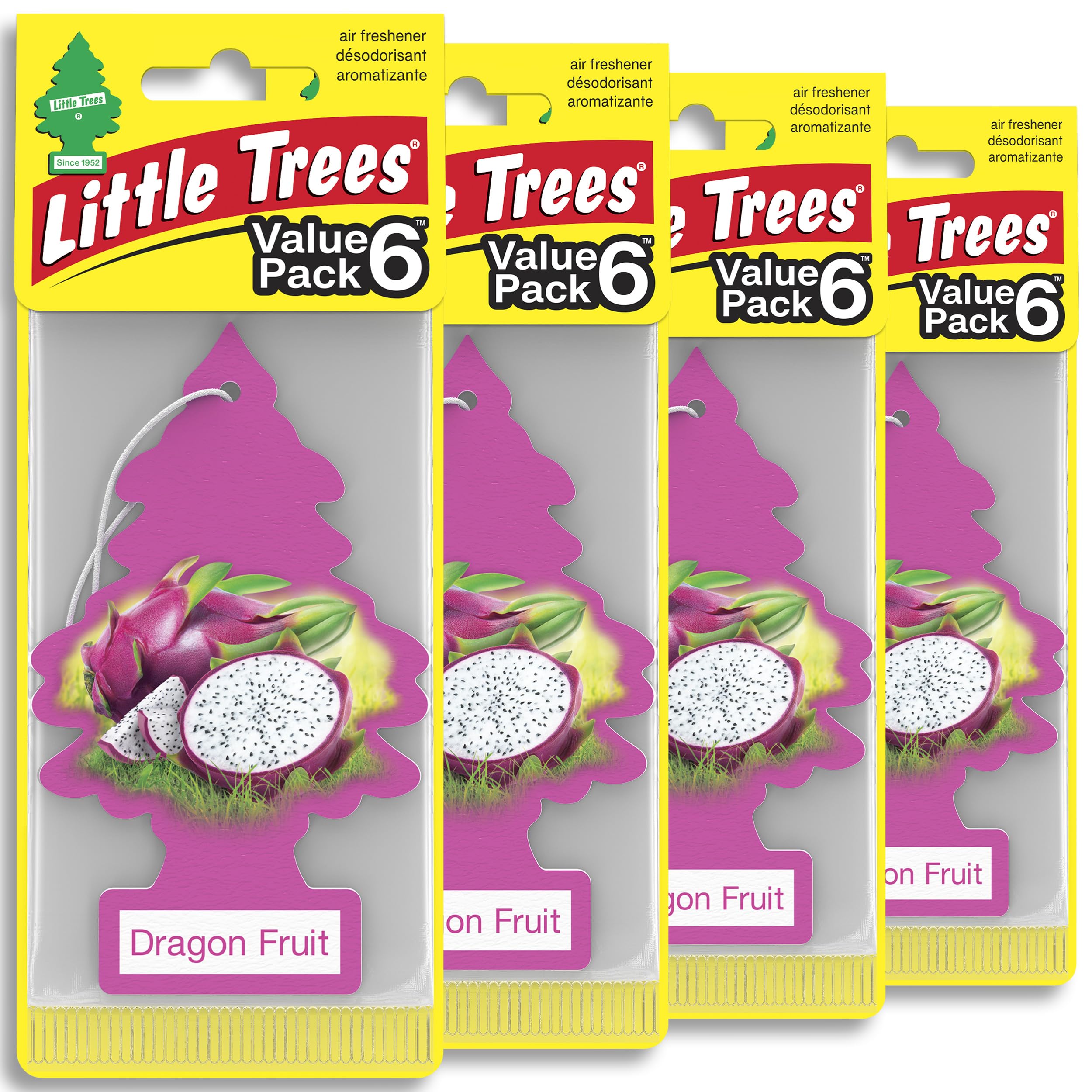 LITTLE TREES Car Air Freshener | Hanging Tree Provides Long Lasting Scent for Auto and Home | 24 Air Fresheners |Dragon Fruit