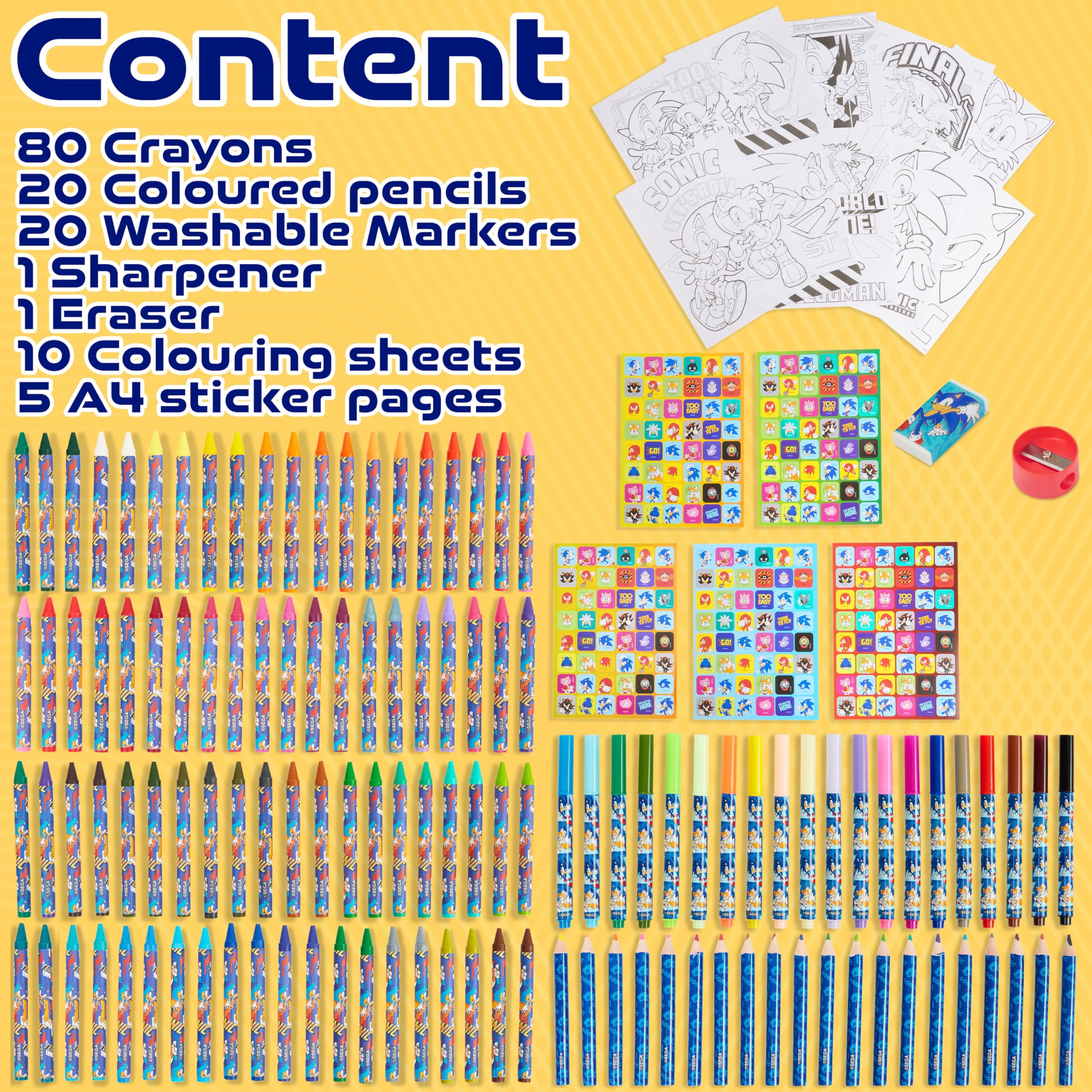 Get Trend SONIC THE HEDGEHOG Valigetta Colori per Bambini con 137 Pezzi - Kit Artista Bambino