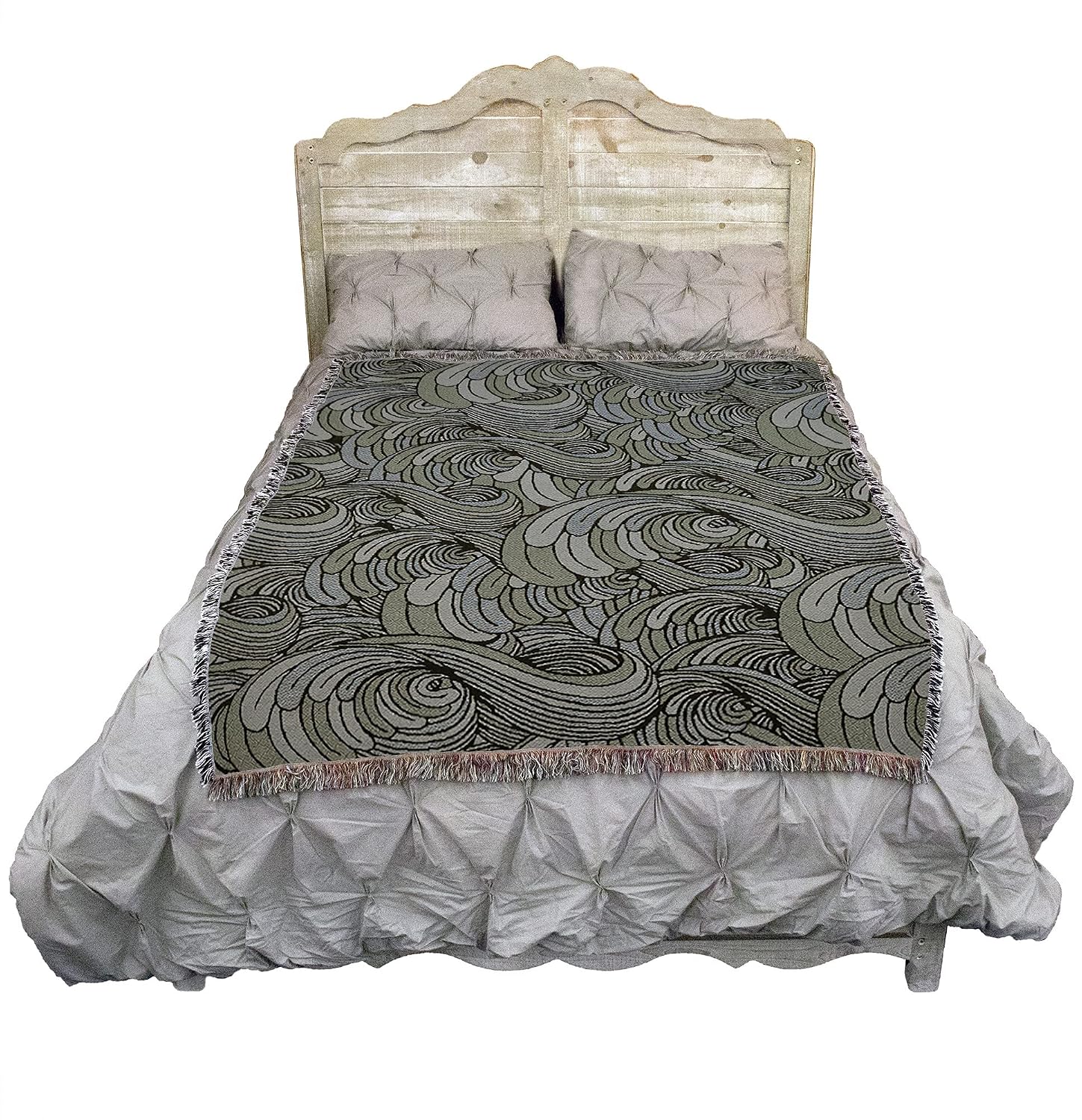 Pure Country Weavers Serene Waves Blanket Mist - Patterns Gift Tapestry Throw Woven from Cotton - Made in the USA (72x54)