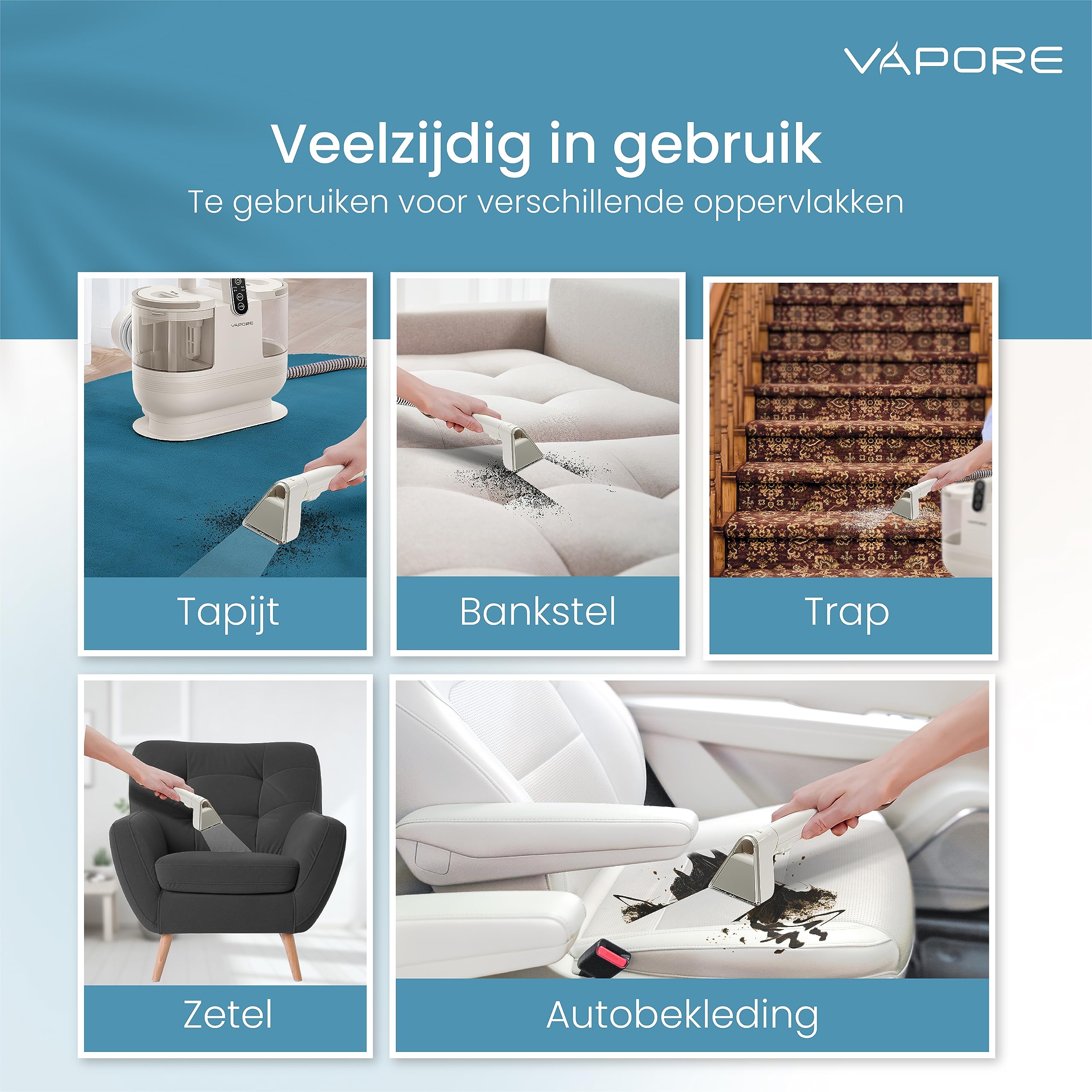 Witts Tapijtreiniger - Wit - 400W - Vlekkenreiniger - Bank Reiniger Reinigingsmachine Tapijtreiniger Stofzuiger