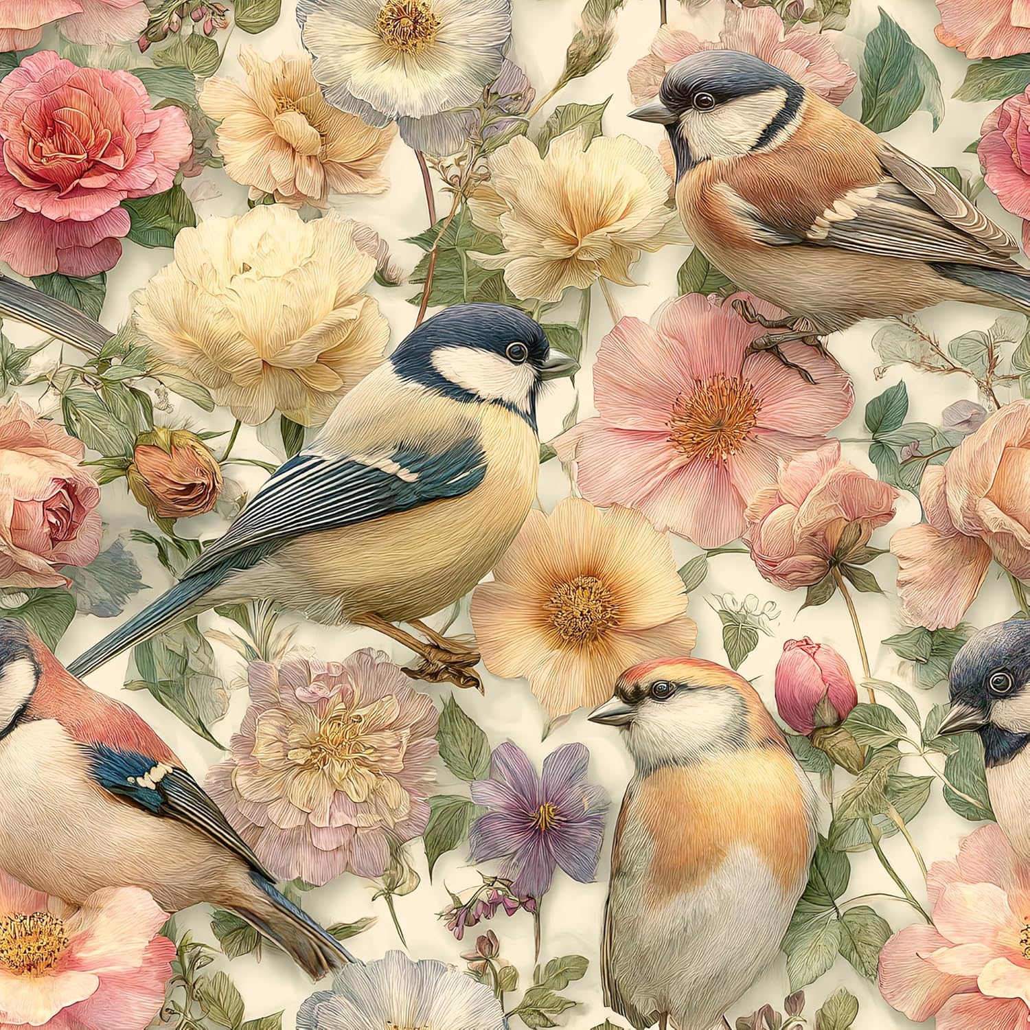 Vintage Floral Wallpaper Peel and Stick - Pink & Gold Elegant Removable Mural for Bedroom & Living Room, 17.7x118 Inch