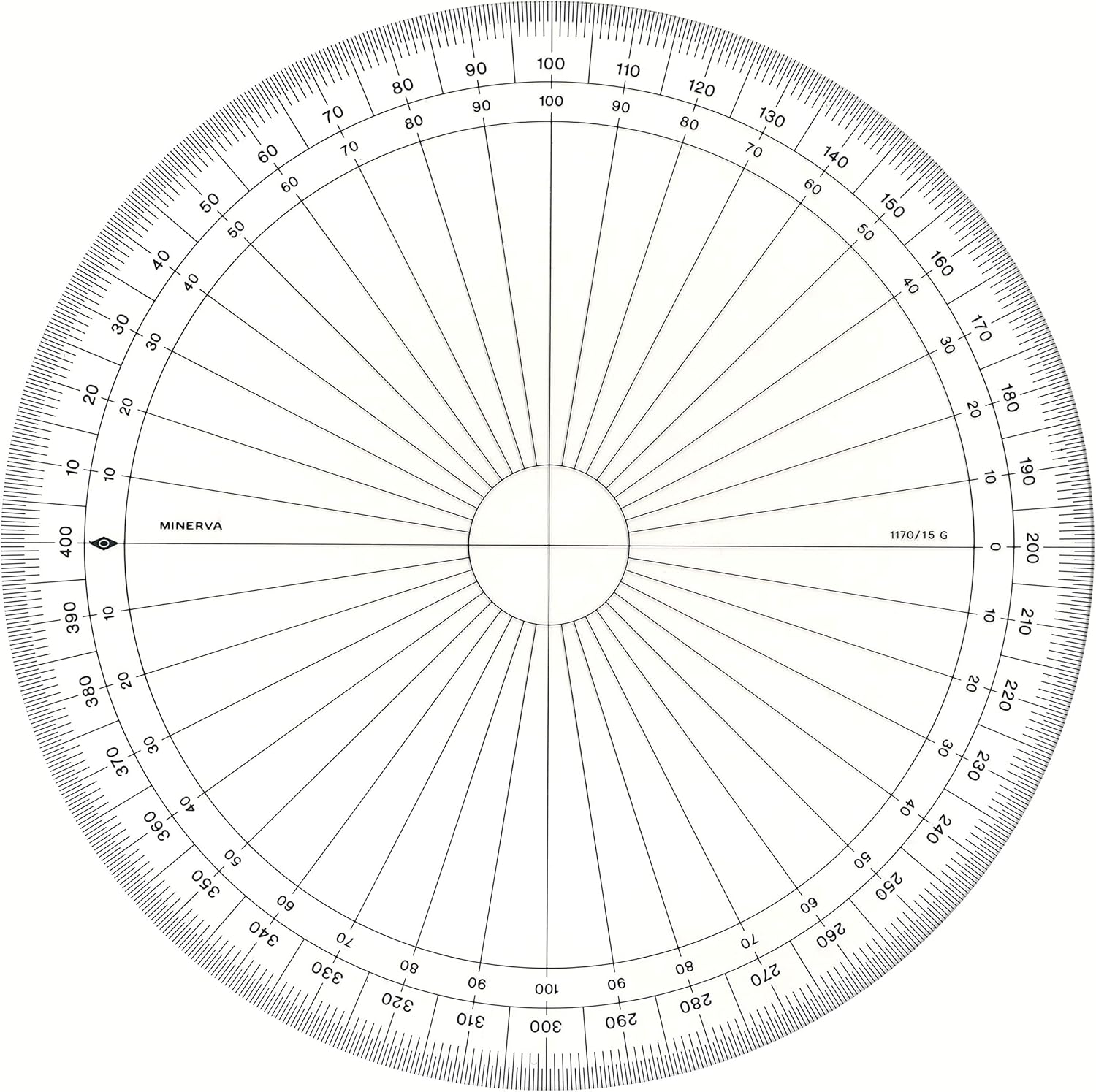 Minerva Circular Protractor in Grades 400G 15 cm Transparent : Amazon