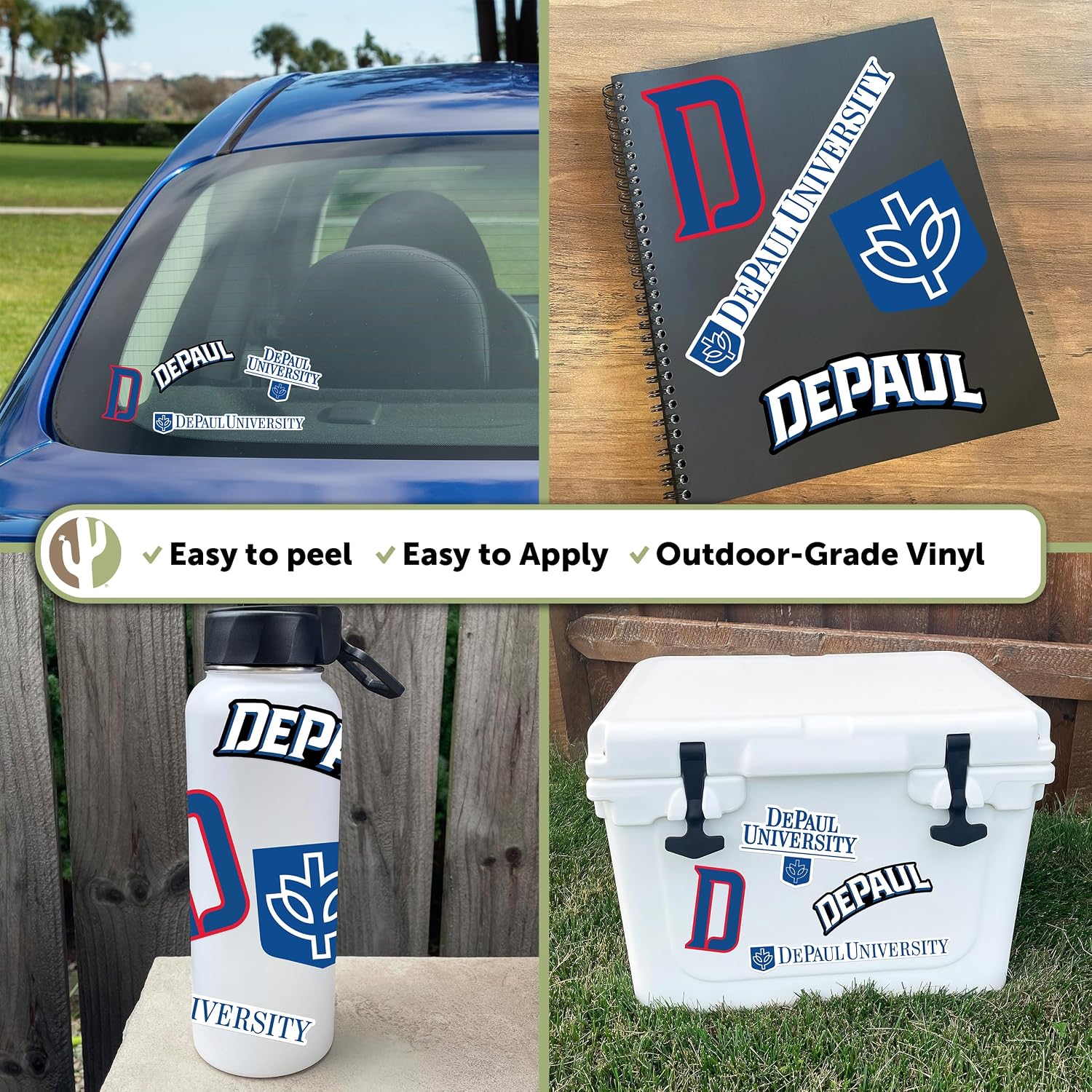 Desert Cactus DePaul University Sticker Blue Demons Sticker Vinyl Decals Laptop Water Bottle Car Scrapbook Sheet T2 (Type 2-3)