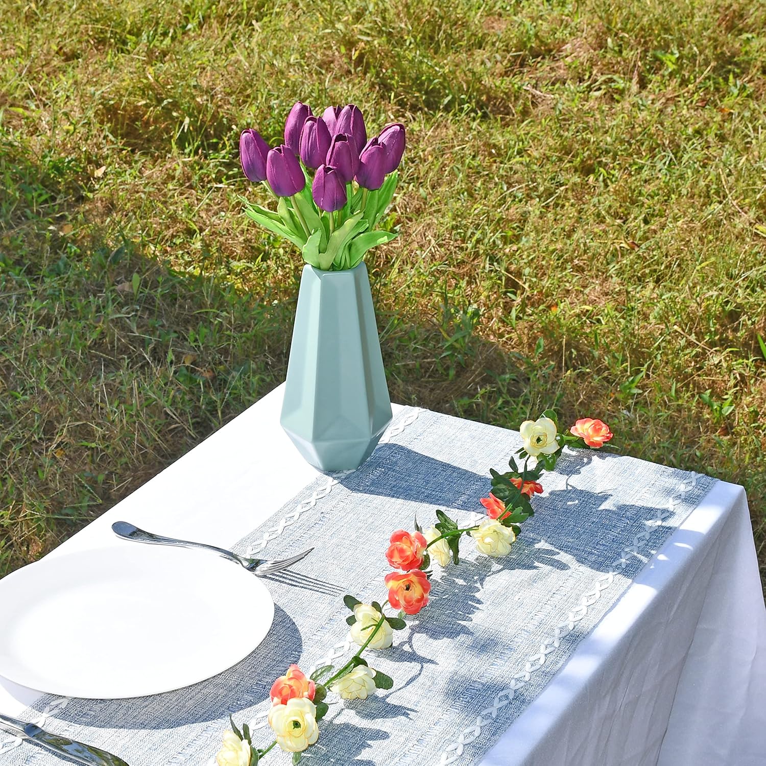 ONLY ART Artificial Purple Tulips 20 Pcs – 13.5 Inch PU Faux Flowers with Bendable Stems for Home Décor, Wedding Centerpieces, DIY Floral Arrangements, New Year and Valentine's Day - Image 8