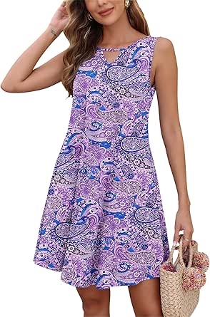 Vestito Estivo Donna AUSELILY - Senza Maniche, Stampato, Comodo E Elegante Per Spiaggia - Foto 9