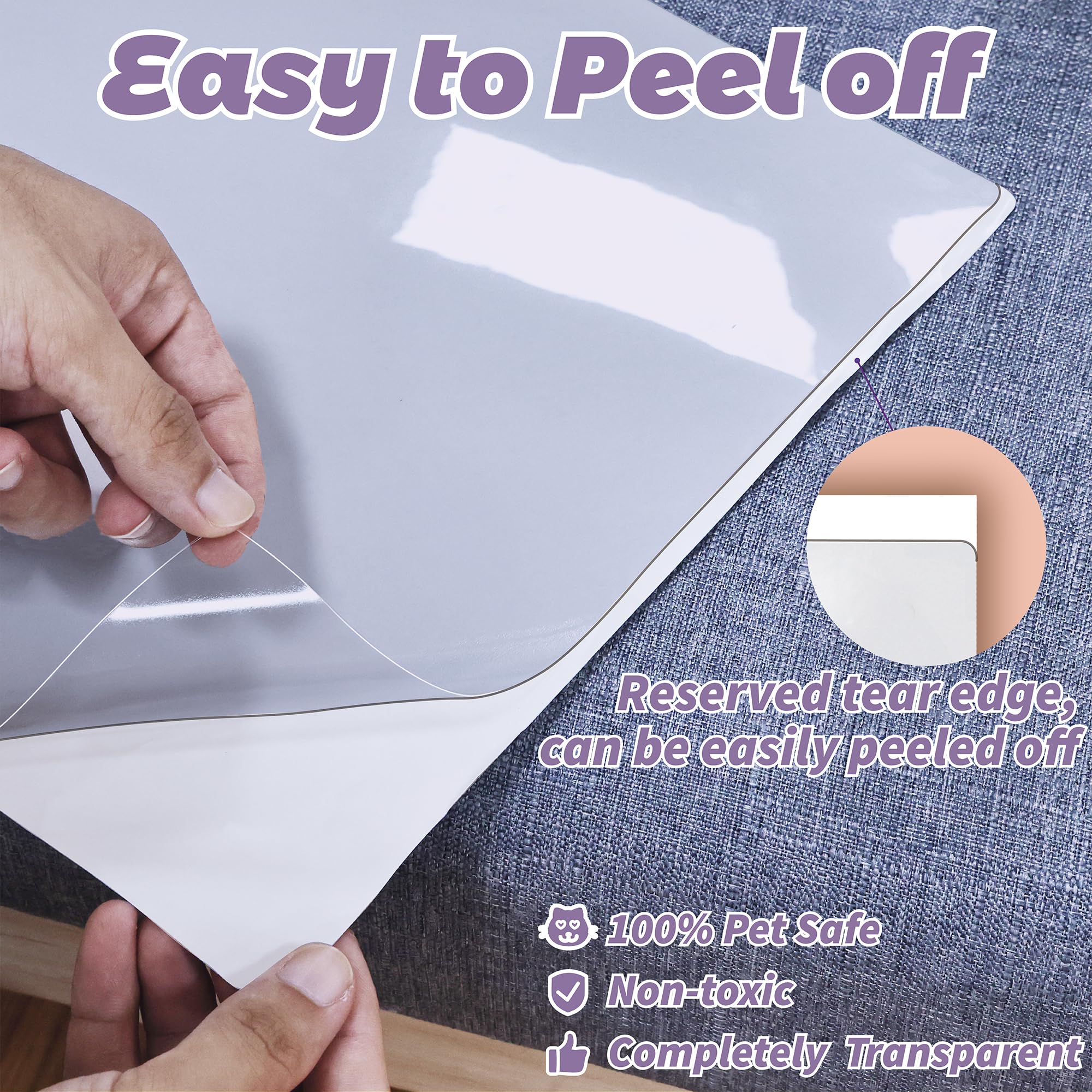 Protector de muebles antiarañazos, paquete de 18 protectores de sofá de un solo lado para gatos, cinta autoadhesiva para muebles, disuasorio transparente de arañazos para puertas de muebles