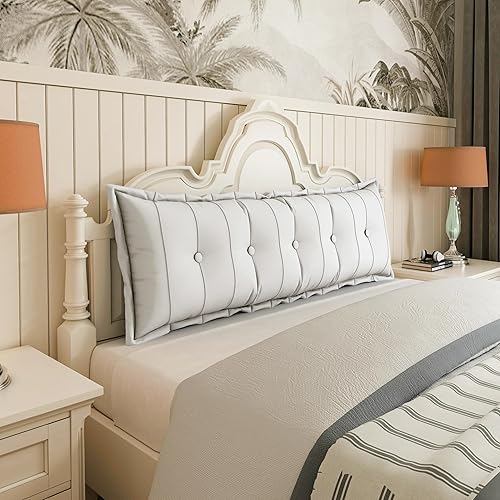 Johnear Almohada grande para cabecero, cojín para respaldo y respaldo de cama, sofá, reposo, almohada de lectura (blanco, 59 x 3 x 20 pulgadas)