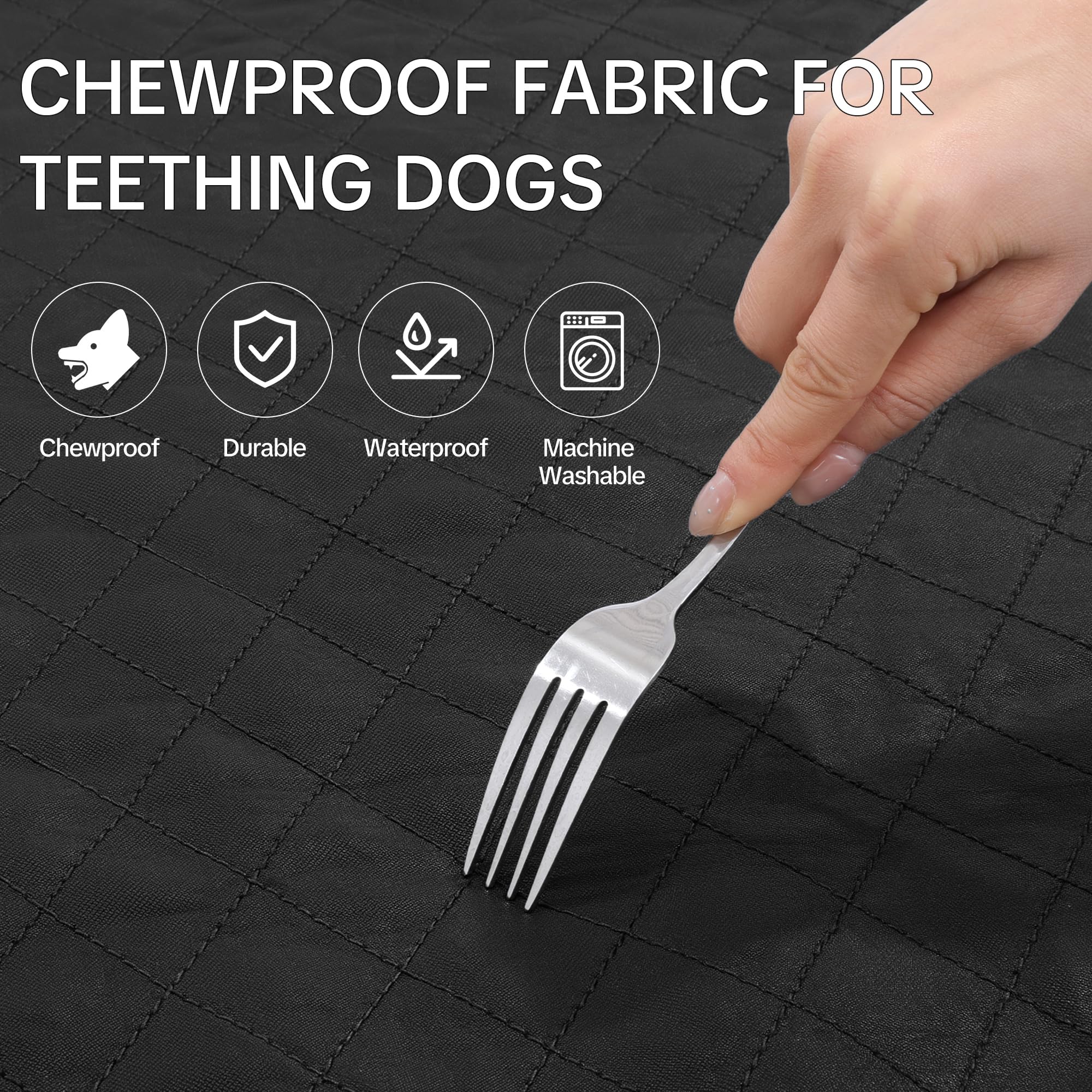 HOMBYS Randverstärkte, unzerstörbare Hundedecke, 101,6 x 71,1 cm, kaufest, reißfest und wasserdicht, Haustierdecke für aggressive Kauer, robuster Möbelschutz für Couch, Bett und Kiste, Schwarz