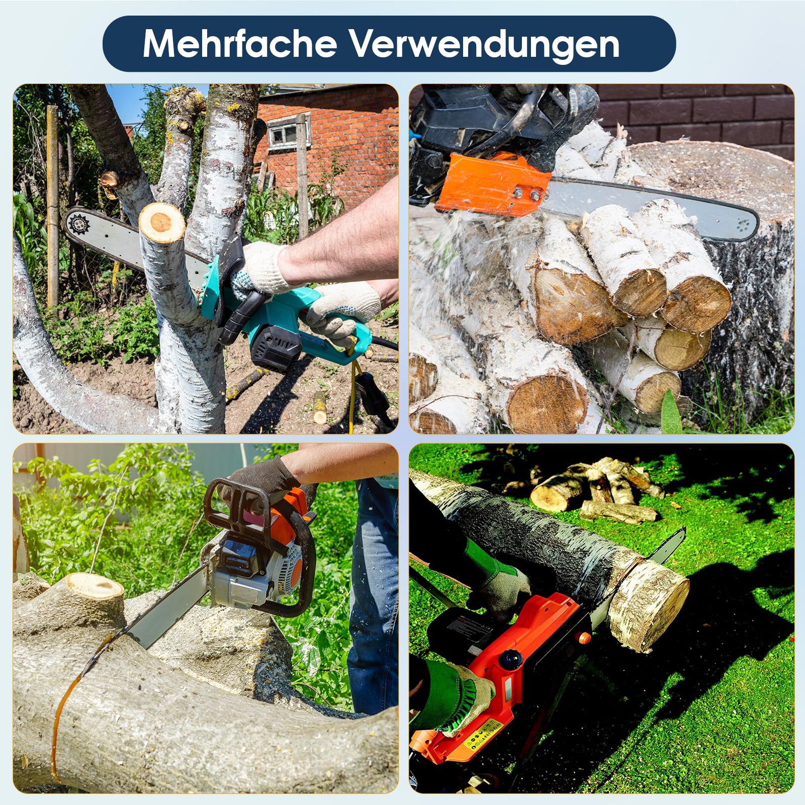 Zestaw 5 łańcuchów do piły 3/8" LP do miecza 40 cm - 57 ogniw napędowych, 1,3 mm - łańcuch zapasowy kompatybilny z Bosch, Einhell, Gardena, Ryobi, Worx, Parkside, Efco, Echo, Alpina, Mac