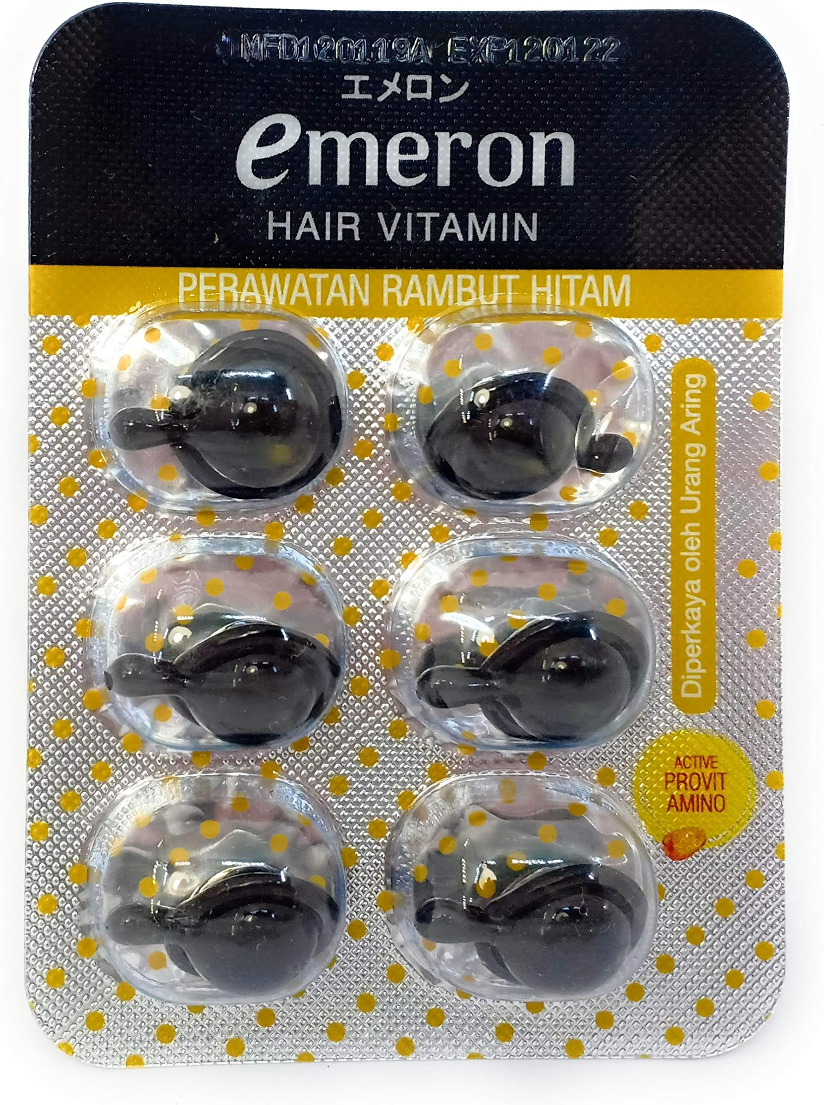 Emeron Hair Vitamin Black and Shine, 6 Blister (@ 6 Capsule)