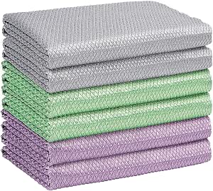 HOMEXCEL Glass Cleaning Cloths 6 Pack, Lint-Free Microfiber Towels for Windows and Mirrors