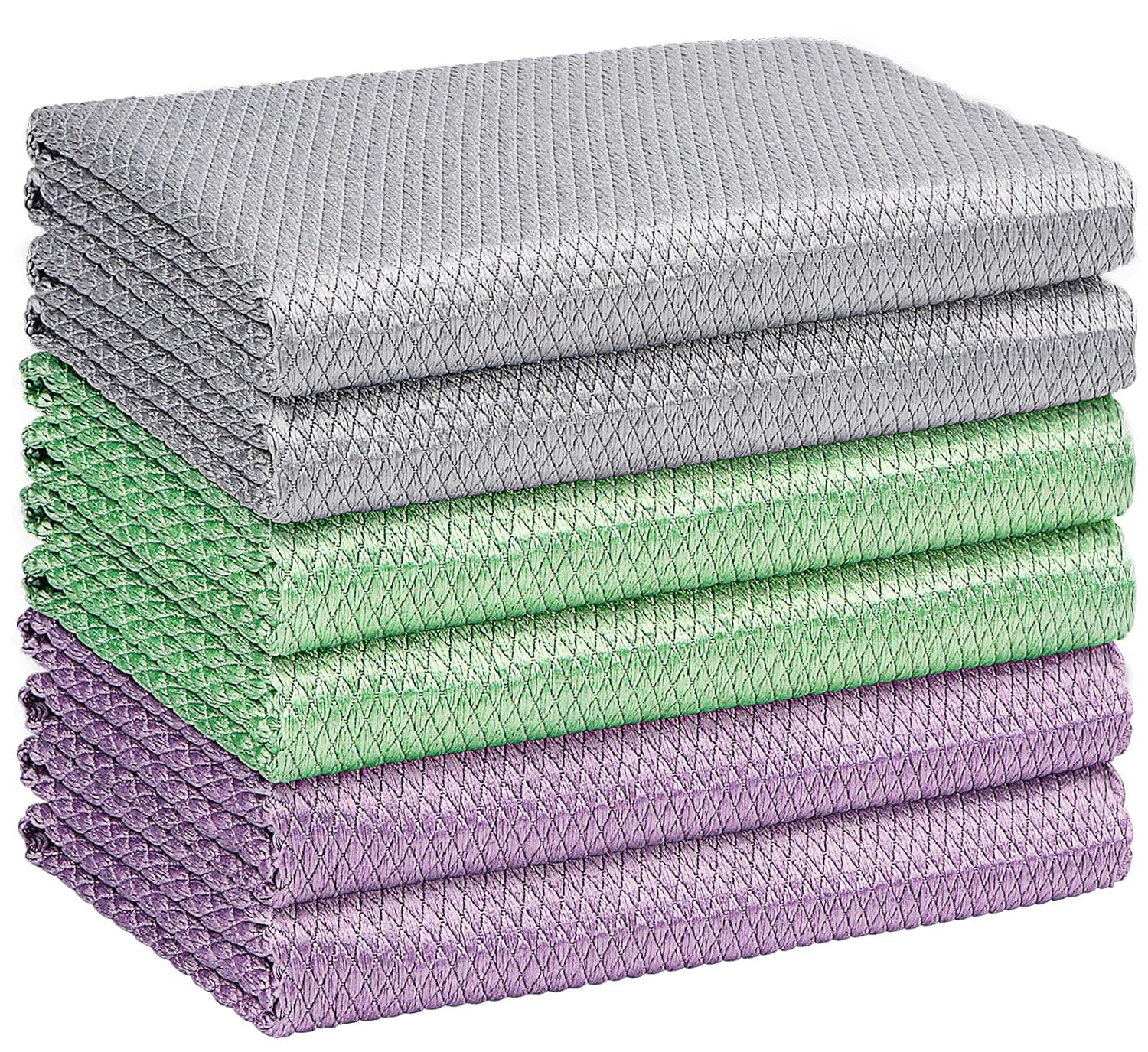 HOMEXCEL Microfiber Glass Cleaning Cloths-6PK 16x14 Lint Free Window Cleaning Cloth Glasses Mirrors Screens Stainless Steel Premium Magic