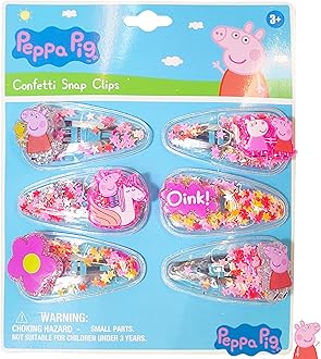 - Peppa Pig Toys For Girls, 6pc Cute Hair Clips with Favorite Character Charms, Gifts Magical Confetti Snaps for Kids, Ages 3+