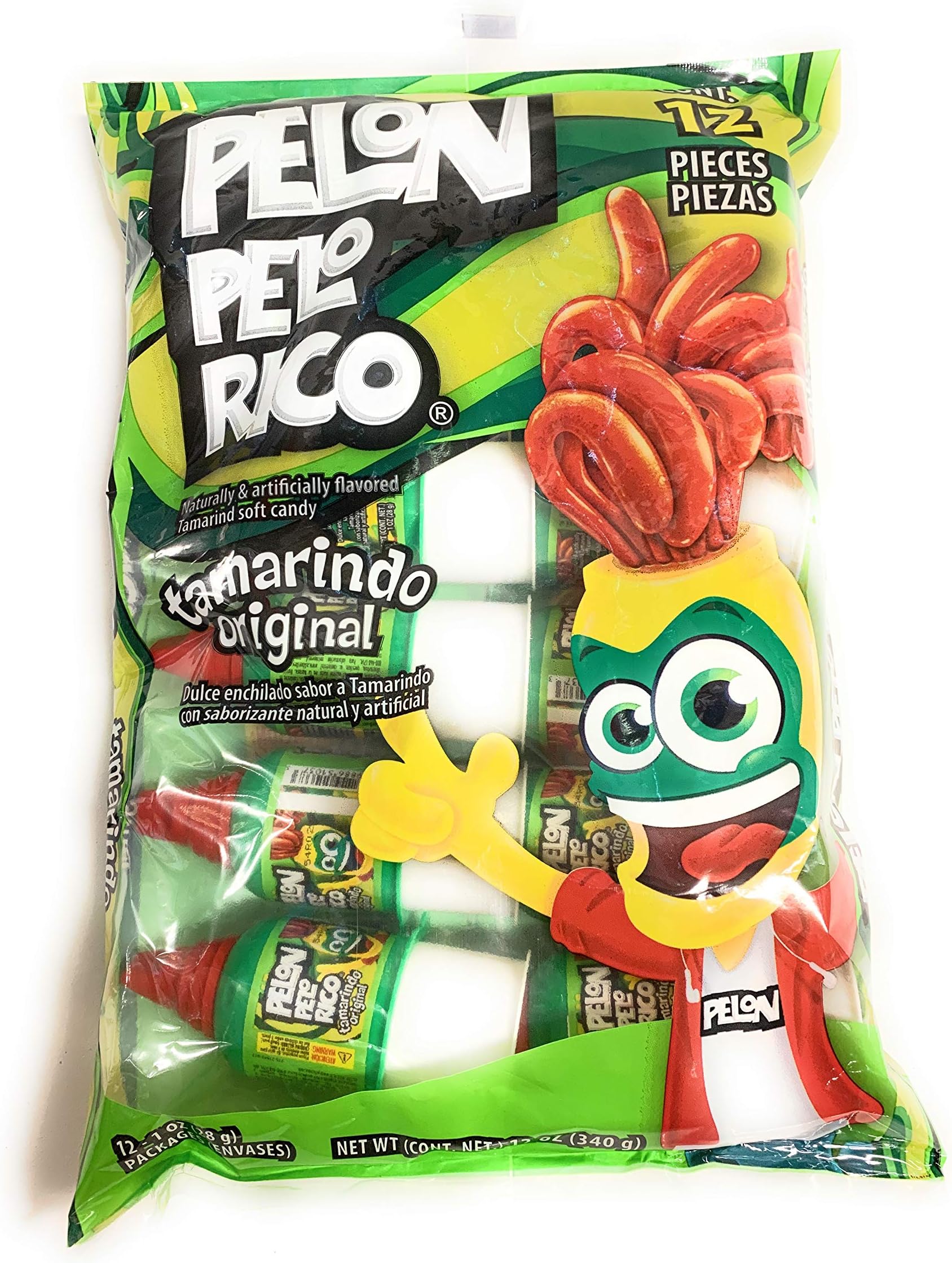 Tamarind Candy Flavor Pelon Pelo Rico, Dulce De Tamarindo, 1 oz. (12 Pack)