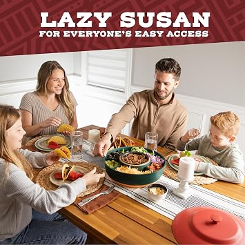 Taco Tuesday Kit - Taco Bar Serving Set for a Party - 30oz Heated Pot, 4 Taco Holders, Detachable Lazy Susan Tray - Taco Night Fiesta Unique Couple & Housewarming Gift Set Ideas