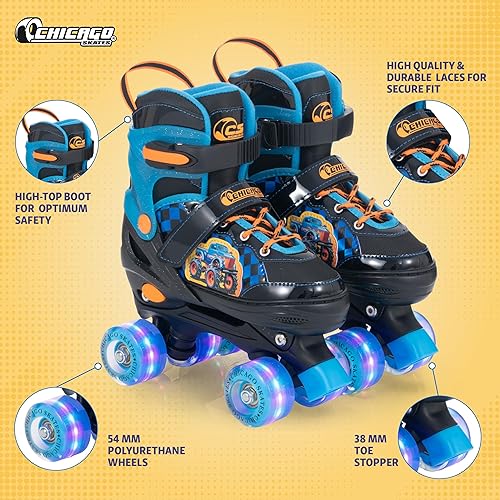 Miniatura 4 de Chicago Skates Glitzy - Patines de ruedas para niños, patines ajustables para niñas y niños, ruedas iluminadas, patines cuádruples duraderos para