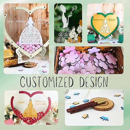 Miniatura 4 de Ideas alternativas personalizadas para libro de invitados de quinceañera – Alternativa para libro de invitados de corazón de quinceañera – Libro de