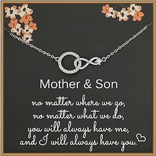 Mother Son Necklace, 925 Sterling Silver Infinity with CZ Circle Pendant, Mother's Day Gifts